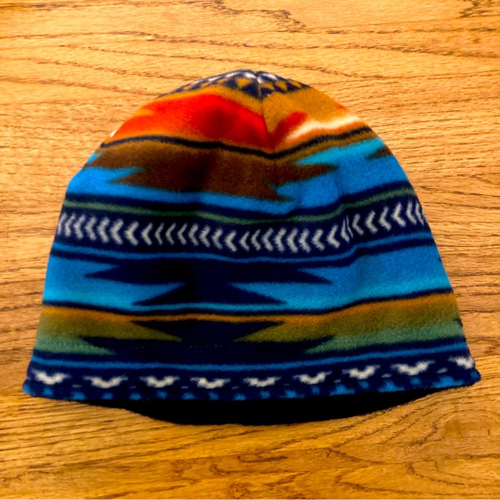 New Fleece Aztec beanie hat Reversible unisex M L handmade Ski Patagonia Coogi